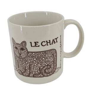 Vintage 1970's Taylor & Ng Le Chat Brown Cat Coffe Mug Mouse Yarn 14 fl oz Japan
